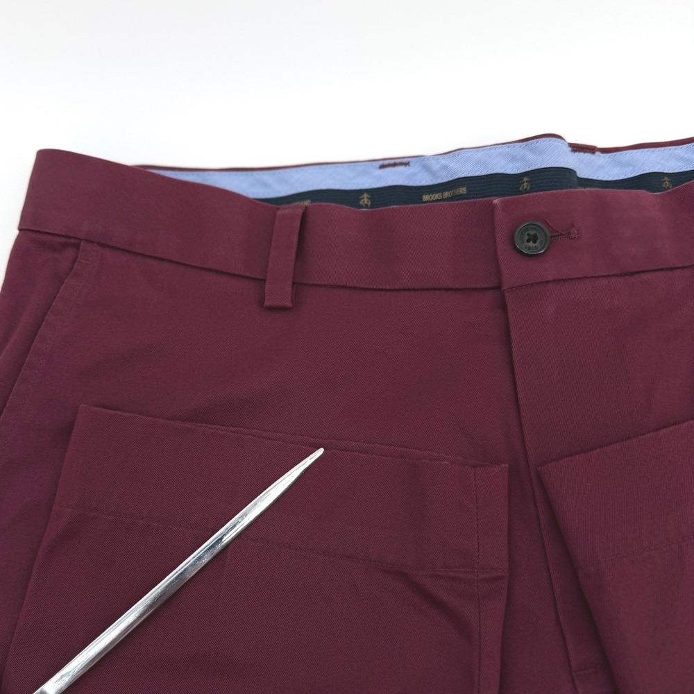 Brooks Brothers Pants Mens 35x31.5 (Tag 36x32) Burgundy‎ Lightweight Milano Fit - Picture 3 of 15